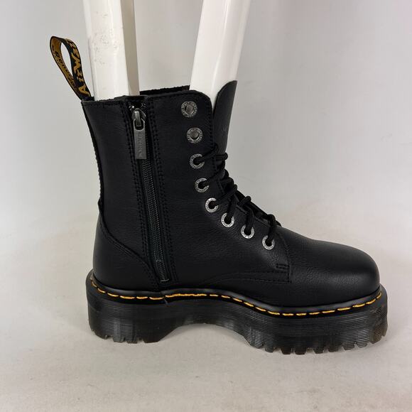 Dr Martens Jadon 3 moto boots women’s size 9 black leather platform side zip - Picture 3 of 13